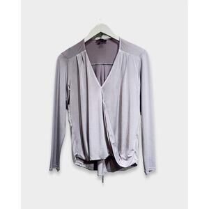 NEW ALYSSA THOMAS women's v-neck top in silver